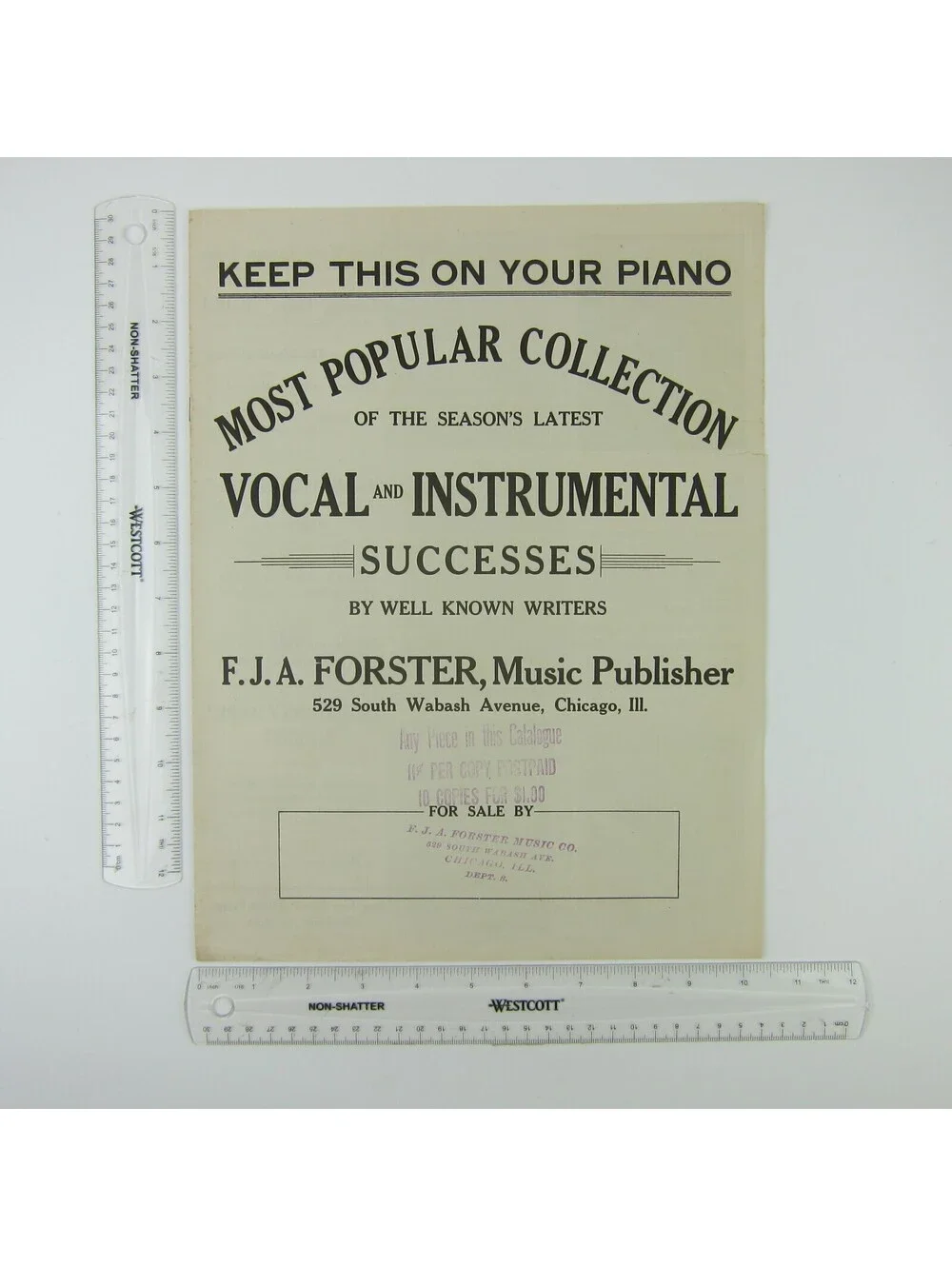 Sheet Music Catalog FJA Forster Music Chicago Illinois Advertising Antique 1914